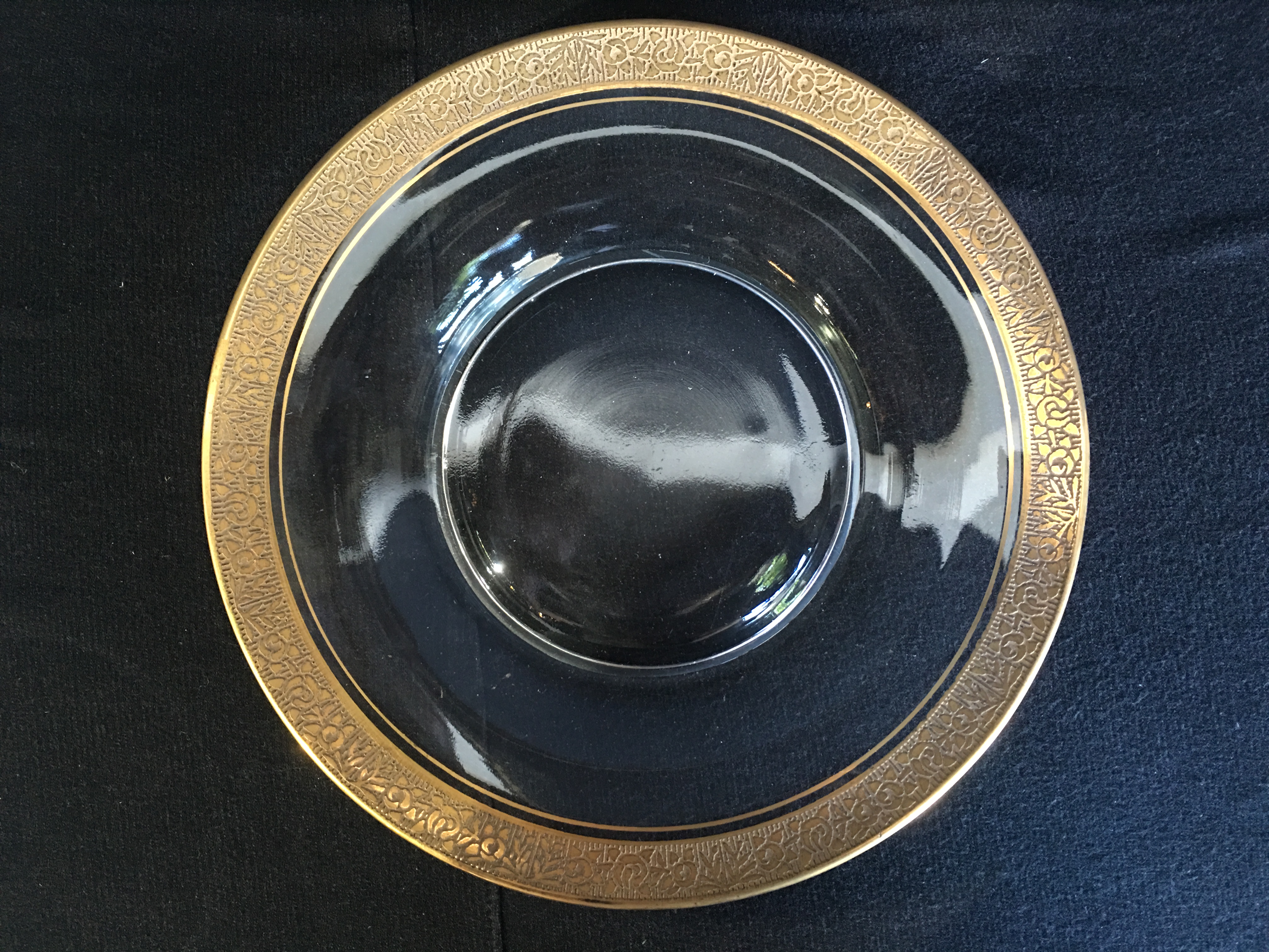 Glass Salad Plate with Gold Rosette Trim rentals online 8/day