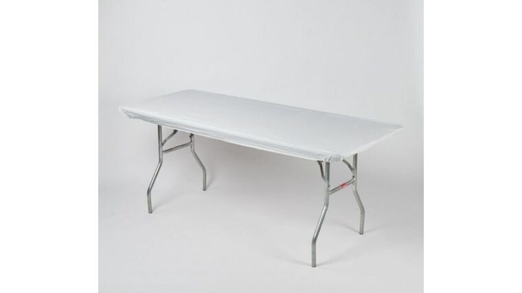 6 ft DISPOSABLE Cover - Rectangle Fitted Table Cover - White