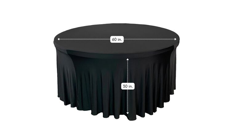120 inch Cover - ROUND Spandex WAVY Table Cover 120" - Black - 3