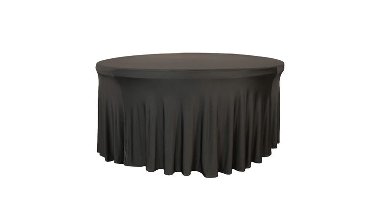 120 inch Cover - ROUND Spandex WAVY Table Cover 120" - Black - 2