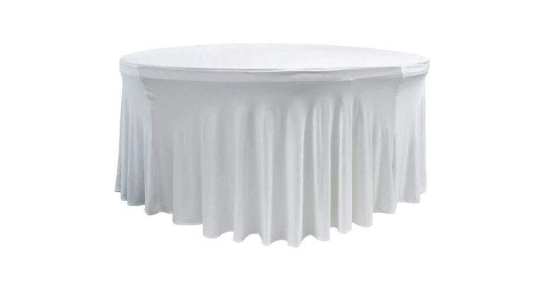 120 inch Cover - ROUND Spandex WAVY Table Cover 120" - White