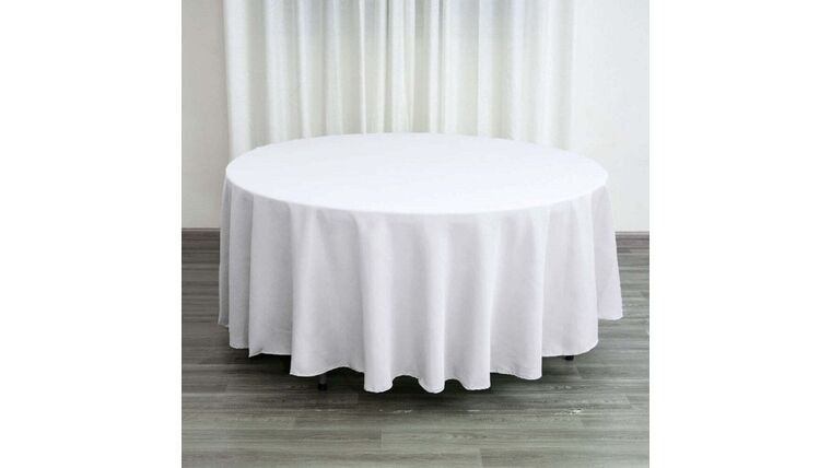 120 inch Cover - ROUND FLAT Traditional Table Cover 120" - White