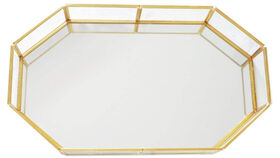 Image of a 16.5” Gold Mirrored Geometric Tray