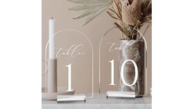 Image of a 5’ x 7” Clear Arch Table Numbers 1-15