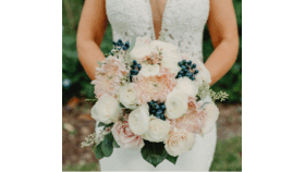 Image of a Blush and Ivory Bouquet (Blue Accents)