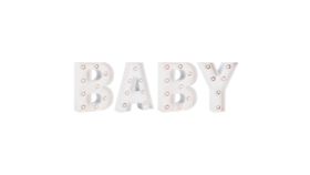 Image of a 'BABY" White Marquee Lights LED Metal Sign Battery Operated