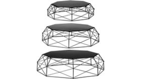 Image of a Black 3 Piece Set Geometric Metal Cake Stands