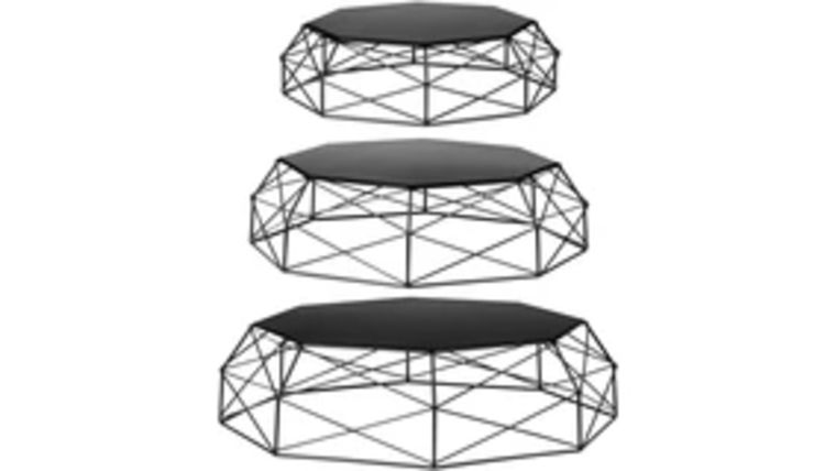 Black 3 Piece Set Geometric Metal Cake Stands : goodshuffle.com