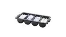 Image of a Black 4-Compartment Cutlery, Flatware Box