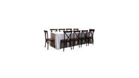 Image of a 1 Banquet Table with 10 Mahogany Cross-Back Chairs