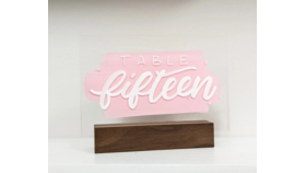Image of a Acrylic Hand-Lettered Table Number w/ Back Painting