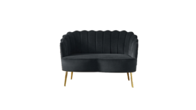 Image of a Black Velvet Loveseat