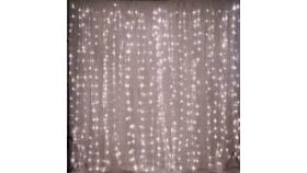 Image of a 10' Tall 18' Wide Drape White Sheer with Lights