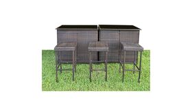 Image of a 6ft Outdoor Rattan Bar + 3 Barstools