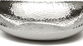 Image of a 10" x 17" Silver Hammered Oval Serving Bowl