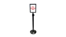 Image of a 10" x 13" Black Retractable Metal Stanchion Vertical Sign Holder