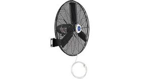 Image of a Misting Package - Low Pressure 24" Commercial Hanging Oscillating Fan w/15" Stainless Steel 8 Nozzle Misting Ring Kit