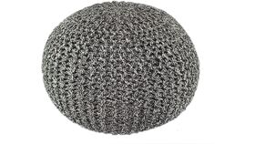 Image of a Charcoal Black Hand Knitted Cable Style Dori Pouf - Floor Ottoman