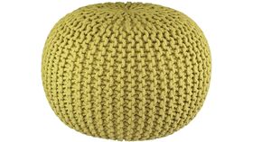 Image of a 20" Green Hand Knitted Cable Style Dori Pouf - Floor Ottoman