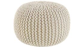 Image of a Ivory Hand Knitted Cable Style Dori Pouf - Floor Ottoman