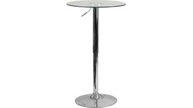 Image of a 23.5'' Round Adjustable Height Glass Cocktail Table Rental (Adjustable Range 33.5'' - 41'') Kit