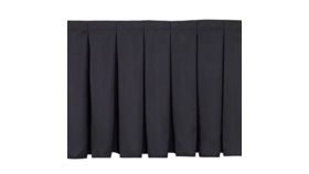 Image of a 16" high x 12' long pleated black skirt