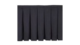 Image of a 16" high x 12' long pleated black skirt