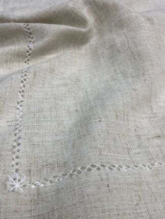 Hemstitch Natural tablecloth linen rental
