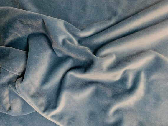 Velvet Dusty Blue tablecloth linen rental