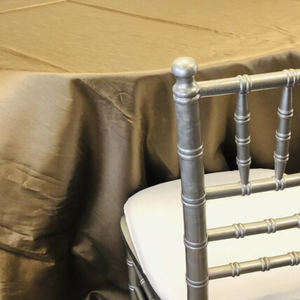 Dupioni Taupe Dark tablecloth linen rental