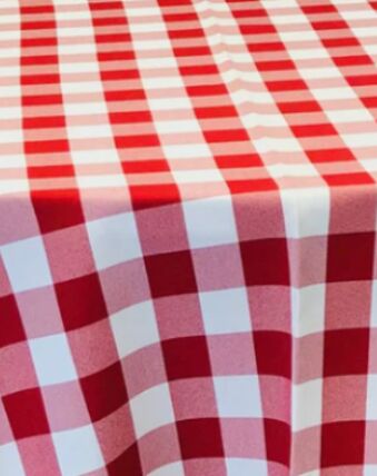 Checkered Red/White table runner rental