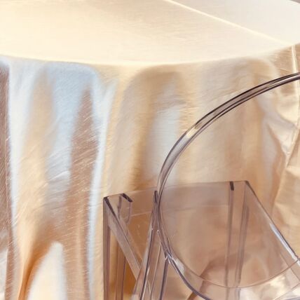 Dupioni Sand tablecloth linen rental
