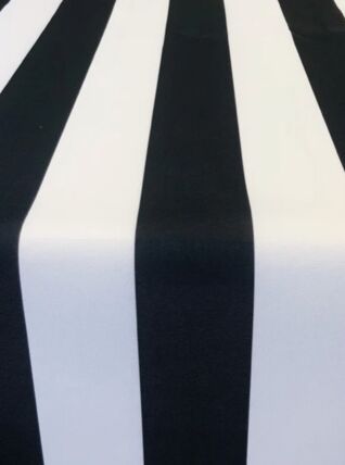 Striped Black White null table runner rental