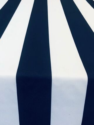 Striped Navy White null table runner rental