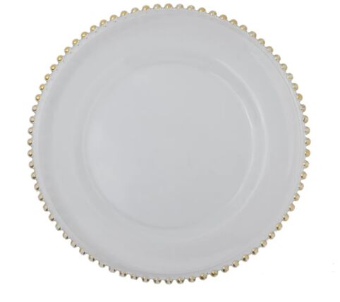 Glass Beaded Gold dinnerware rental