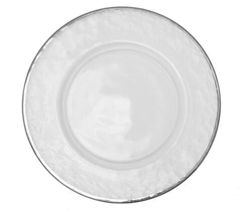 Clear Glass with Trim Silver dinnerware rental