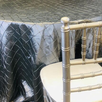 Pintuck Steel tablecloth linen rental