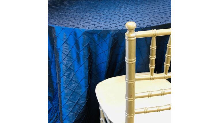 Pintuck Navy Blue tablecloth linen rental