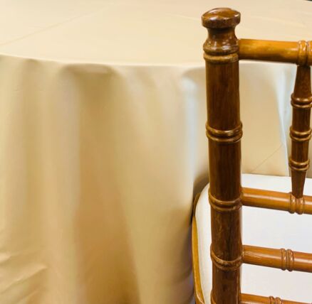 Lamour Satin Light Gold tablecloth linen rental