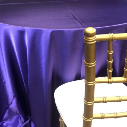 Crepe Back Satin Royal Purple tablecloth linen rental