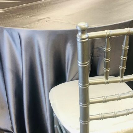 Crepe Back Satin Steel tablecloth linen rental