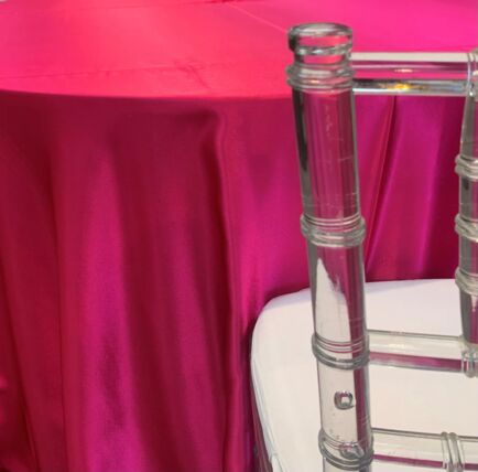 Crepe Back Satin Fuchsia tablecloth linen rental