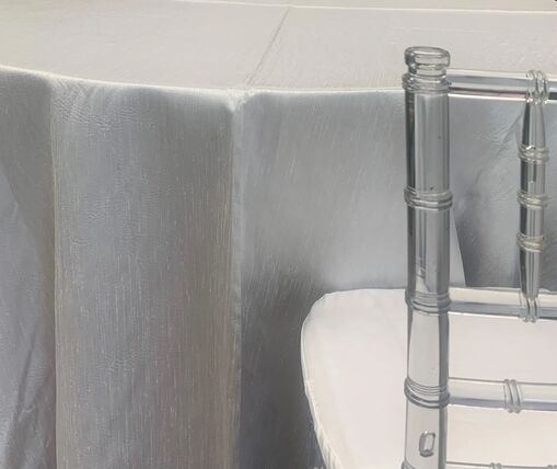Dupioni Platinum tablecloth linen rental