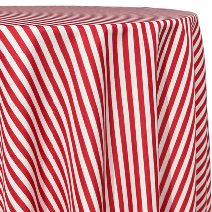 Stripe Red tablecloth linen rental