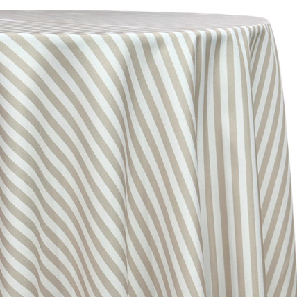Stripe Taupe tablecloth linen rental