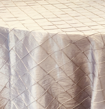 Pintuck Latte tablecloth linen rental