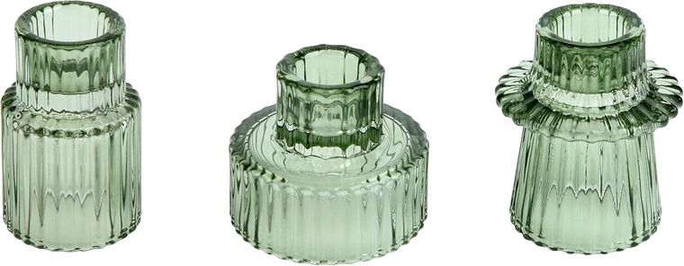 Green Glass Candlestick Holders Tealight Candle Holders set of candle holder rental