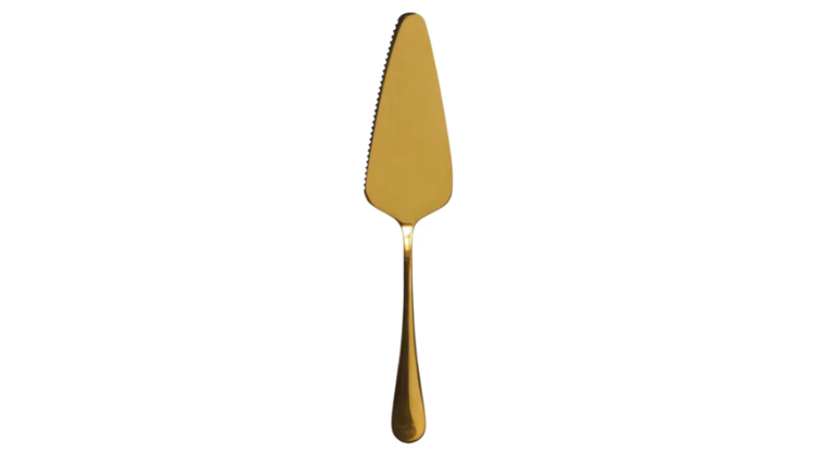 Gold Cake/Pie Server rental from NCW Event Rentals, available in Wenatchee, Cle Elum, Chelan and Leavenworth Washington