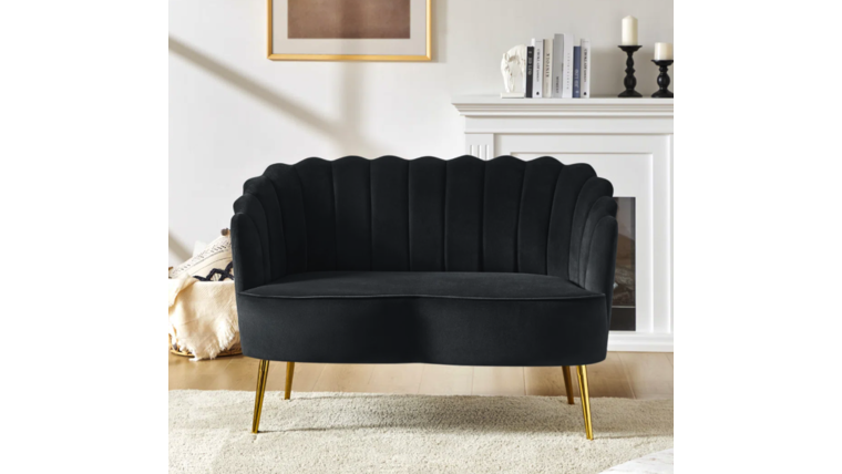 Black Velvet Sofa rental from NCW Event Rentals, available in Wenatchee, Cle Elum, Chelan and Leavenworth Washington