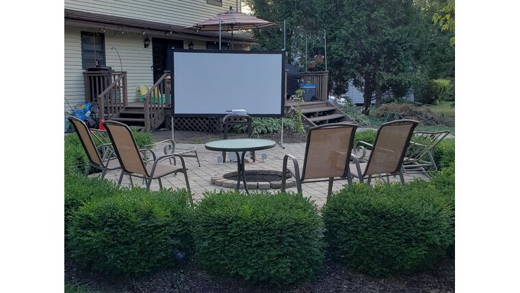 Indoor / Outdoor Projector Screen on Stand - 100" rental from NCW Event Rentals, available in Wenatchee, Cle Elum, Chelan and Leavenworth Washington
